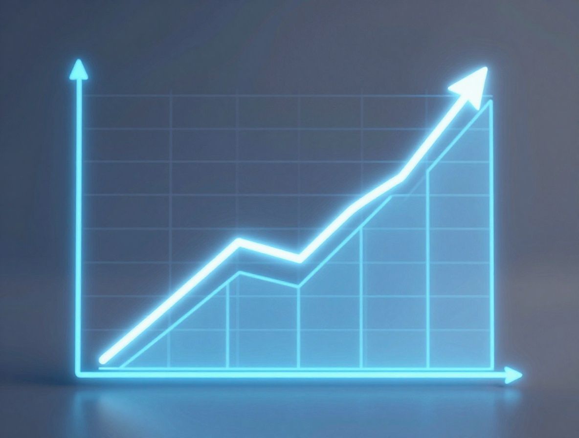 Graph showing exponential growth curves of machine learning model capabilities over time on glowing neon grid background