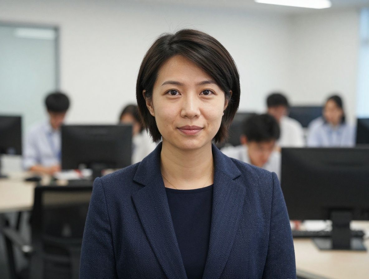 Professional headshot of female NLP researcher in her 30s with short dark hair wearing professional blazer in conference room setting